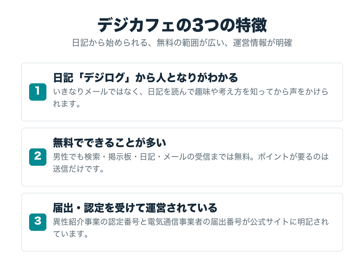 デジカフェの3つの特徴